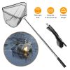 Foldable Fish Landing Net Collapsible Handle Fishing Net with 38.6in-67in Aluminum Alloy Telescopic Pole for Kayak Fly Catfish Bass Crab Trout Fishing