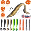 10Pcs Soft Fishing Lures Realistic Bass Loach Swimming Lure Plastic Fake Fishing Bait Equipment for Saltwater Freshwater
