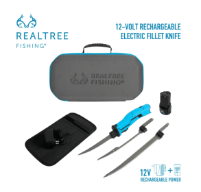 Realtree Electric Fishing Fillet Knife with 3 Blades, 12 Volt