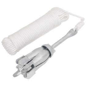 Folding Anchor with Rope Silver 17.6 lb Hot Dip Galvanized Cast Iron