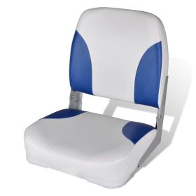 Boat Seat Foldable Backrest with Blue-white Pillow 16.1"x14.2"x18.9"