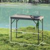 Outsunny Folding Fish Cleaning Table with Sink, Portable Camping Table with Faucet, Drainage Hose, Sprayer and Shelf, Gray