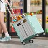 Foldable Utility Wagon Cart Heavy Duty Large Capacity Collapsible Outdoor Camping Trolley Portable Rolling Storage Cart for Beach Garden Grocery Shopp