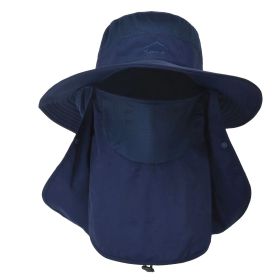 Fishing Bucket Hat Wide Brim Breathable Unisex Hat Sunlight-proof Removable Neck Face Fishing Cap For Fishing Hiking Traveling (Option: Nblue)