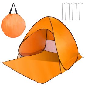 Pop Up Beach Tent Sun Shade Shelter Anti-UV Automatic Waterproof Tent Canopy for 2/3 Man w/ Net Window Storage Bag for Outdoor Beach Camping Fishing P (Option: Orance)