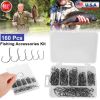 160Pcs Offset Fishing Hooks Kit Stainless Steel Sharp Fishing Hooks Octopus Circle Hooks Size #01-5/0 w/ Storage Box
