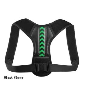 Adjustable Back Shoulder Posture Corrector Belt For Clavicle Spine Support Body Reshape Pain Relief From Neck; Back And Shoulder ( Buy A Size Up (Color: Black Green, size: L(70-100KG))