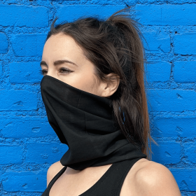 Hemless Neck Gaiter Face Mask for Fishing & Outdoor Activities (Color: Black)